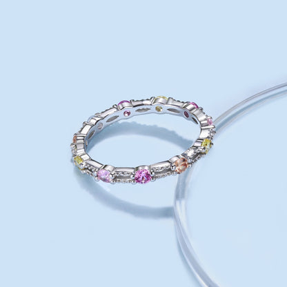 [Love More]Sparkling Colorful Round Cut Tennis Ring