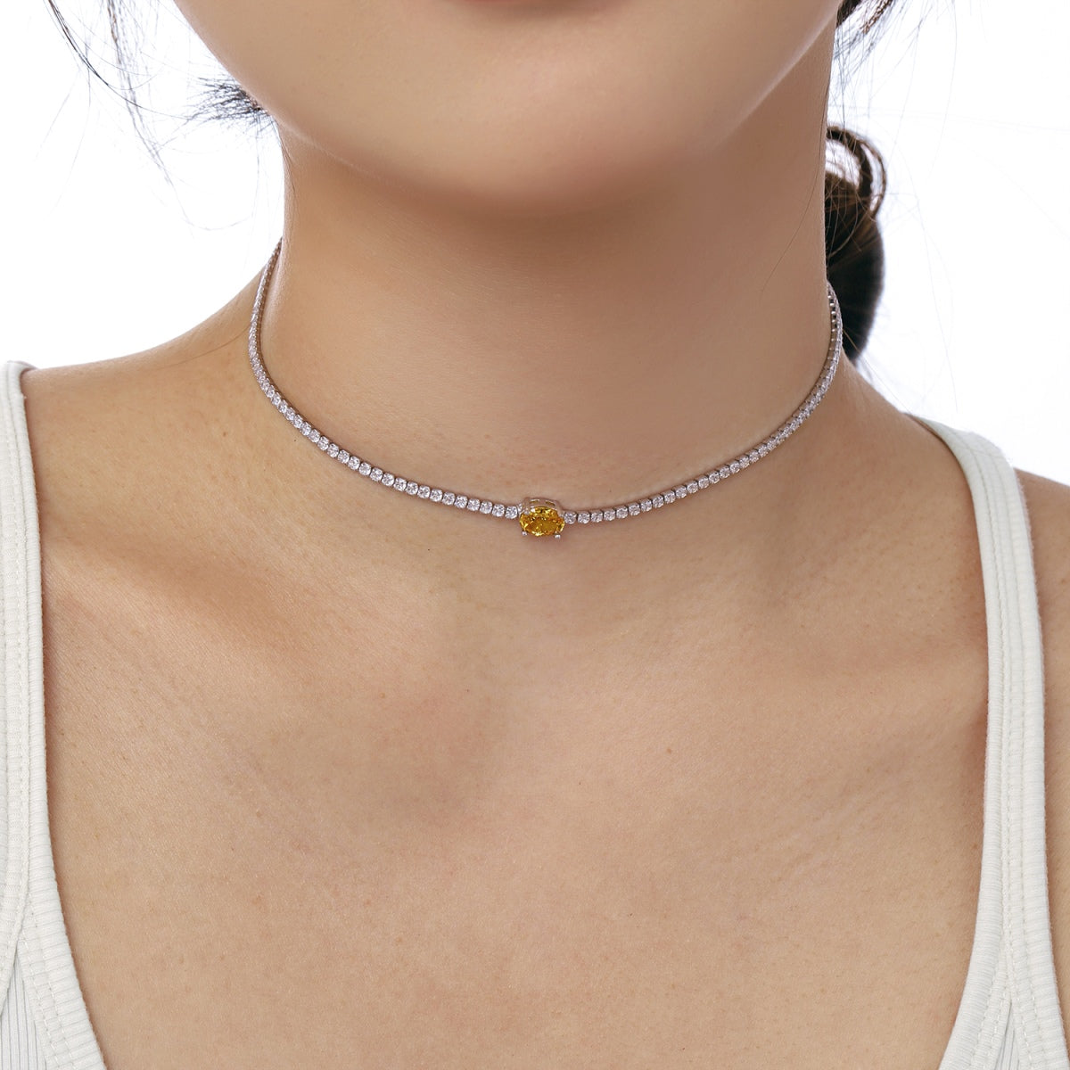 [Love More]1.0 Carat Shining Oval Cut Necklace