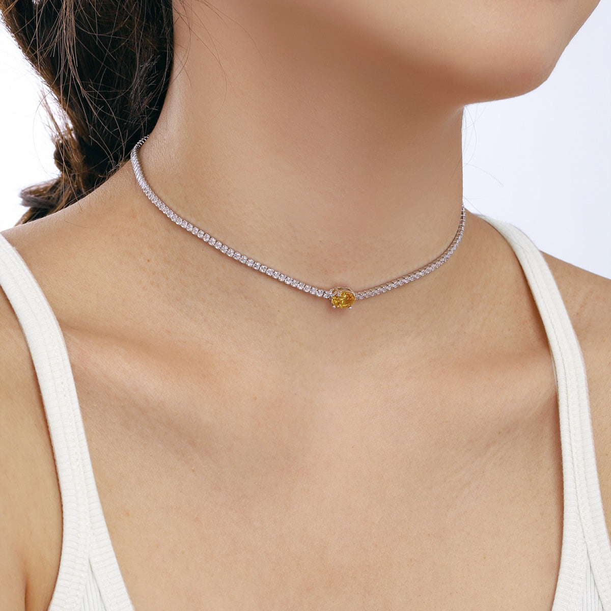 [Love More]1.0 Carat Shining Oval Cut Necklace