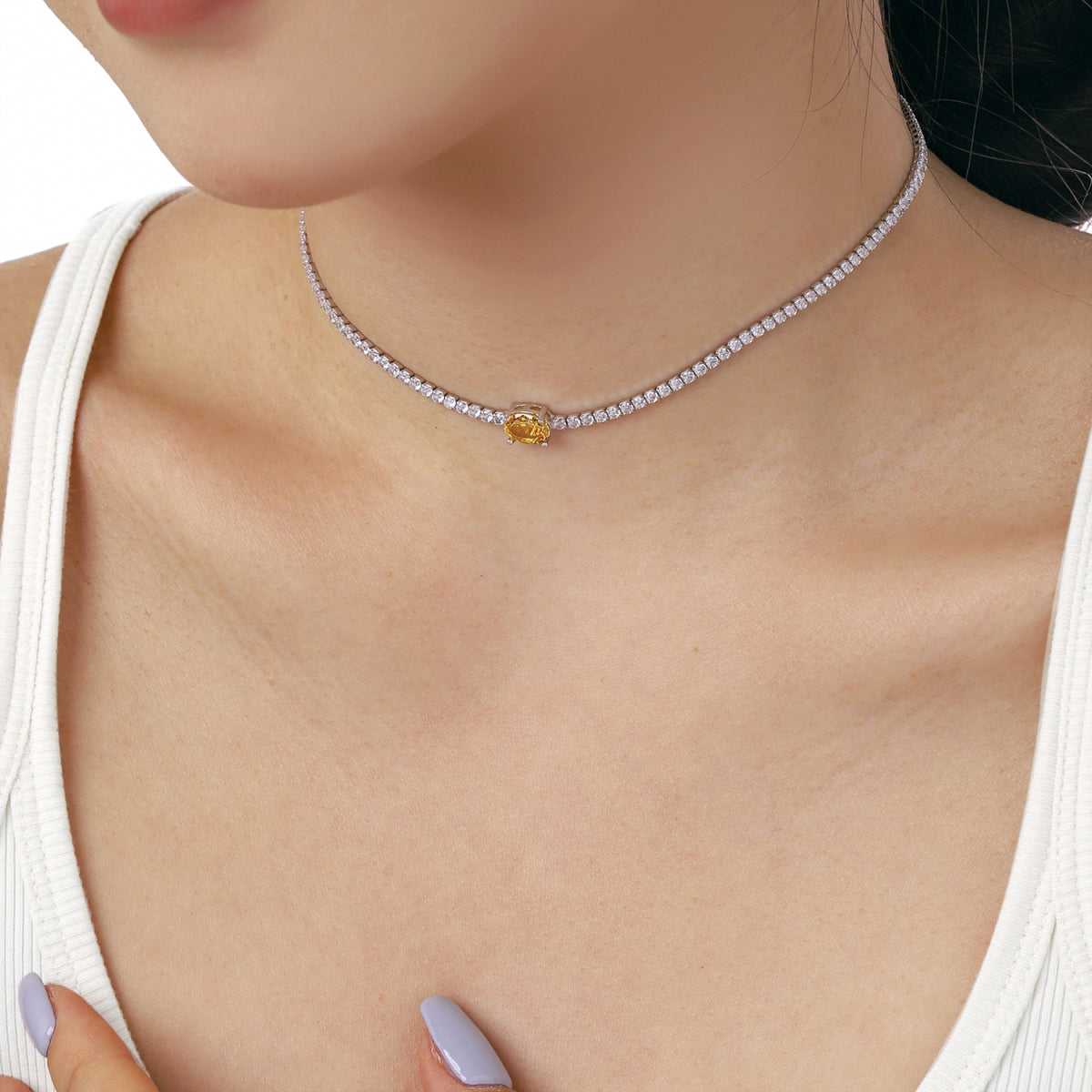 [Love More]1.0 Carat Shining Oval Cut Necklace