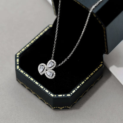 [Love More]Elegant Flower Shape Pear Cut Necklace