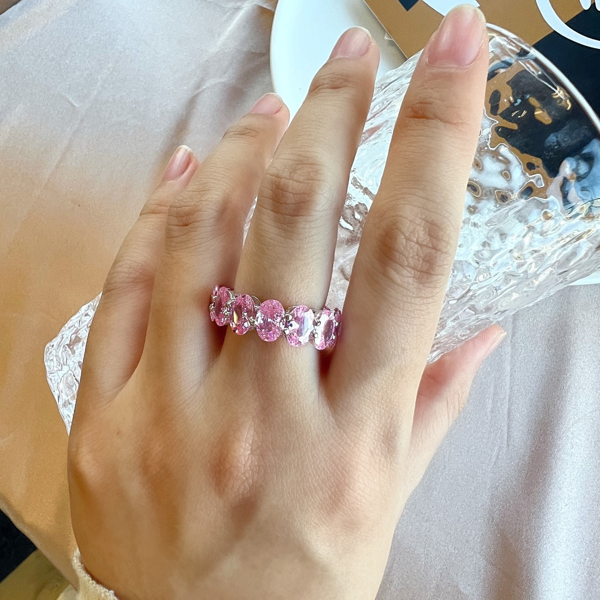[Love More]Dainty Elongated Cushion Cut Tennis Ring