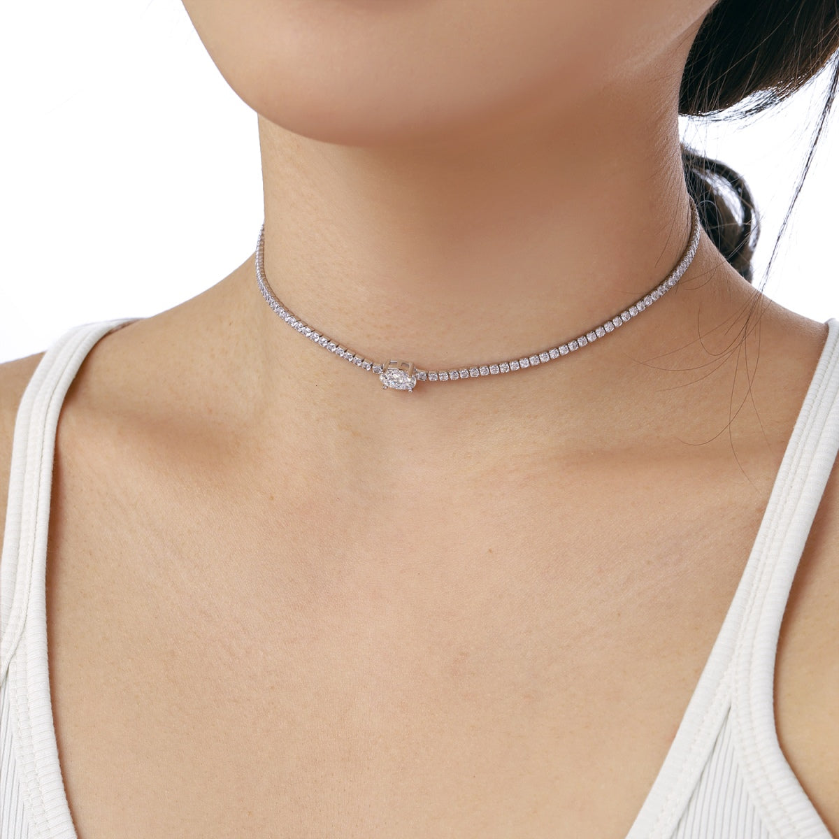 [Love More]1.0 Carat Shining Oval Cut Necklace