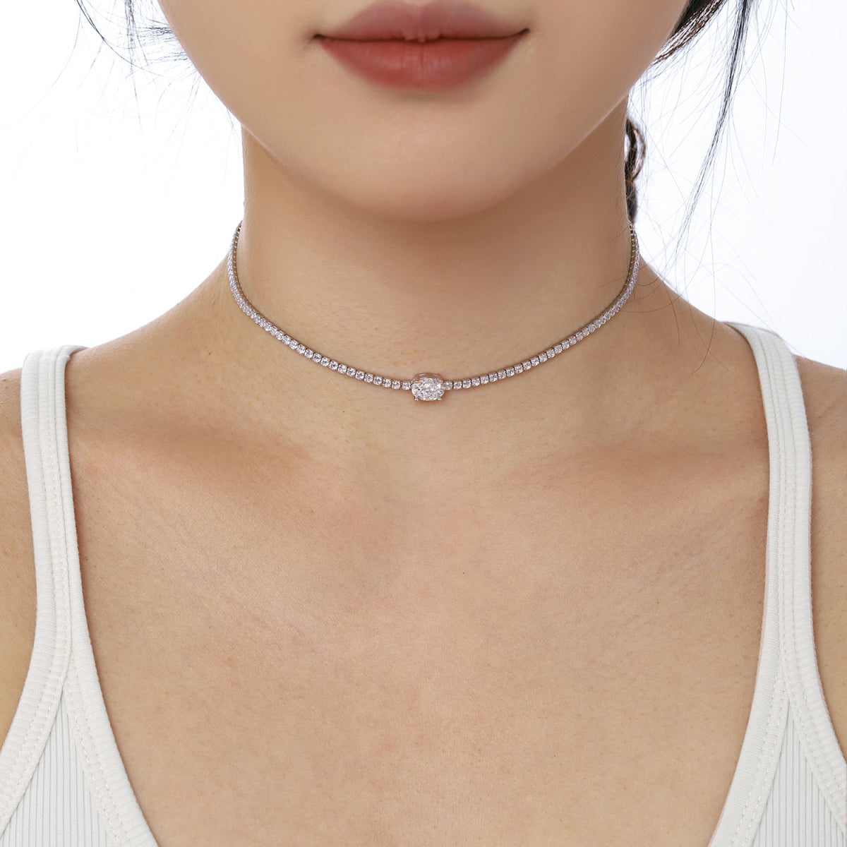 [Love More]1.0 Carat Shining Oval Cut Necklace