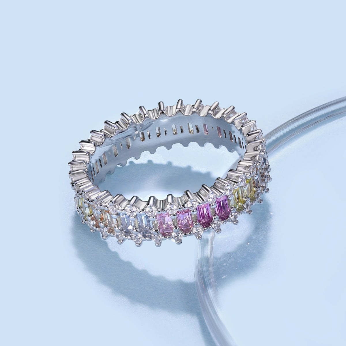 [Love More]Splashy Ornate Emerald Cut Cocktail Ring