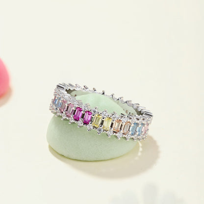 [Love More]Splashy Ornate Emerald Cut Cocktail Ring