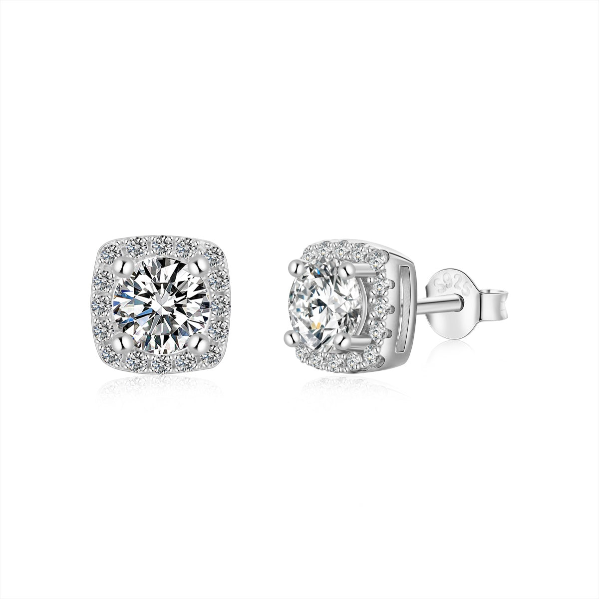 [Love More]Classic Round Center Stone Stud Earrings