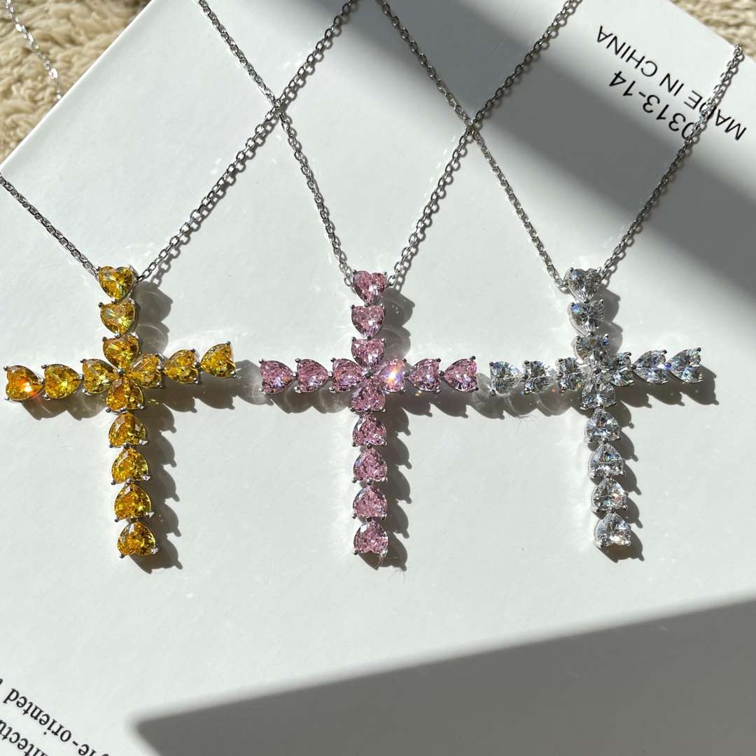 [Love More]Radiant Cross Shape Necklace