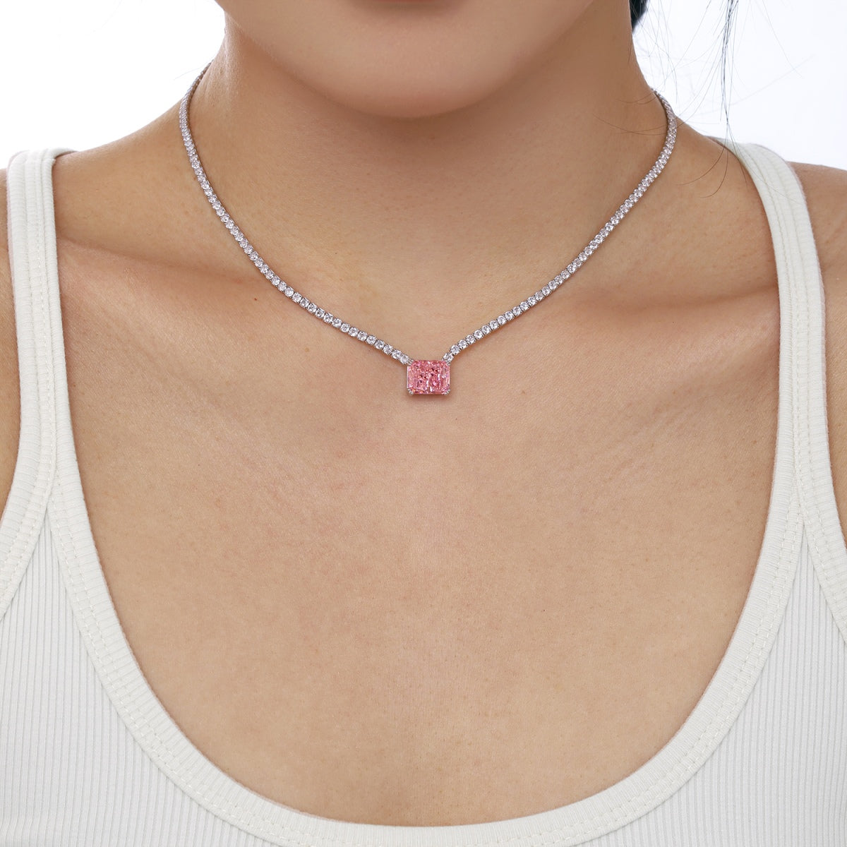 [Love More]4.0 Carat Elegant Radiant Cut Necklace