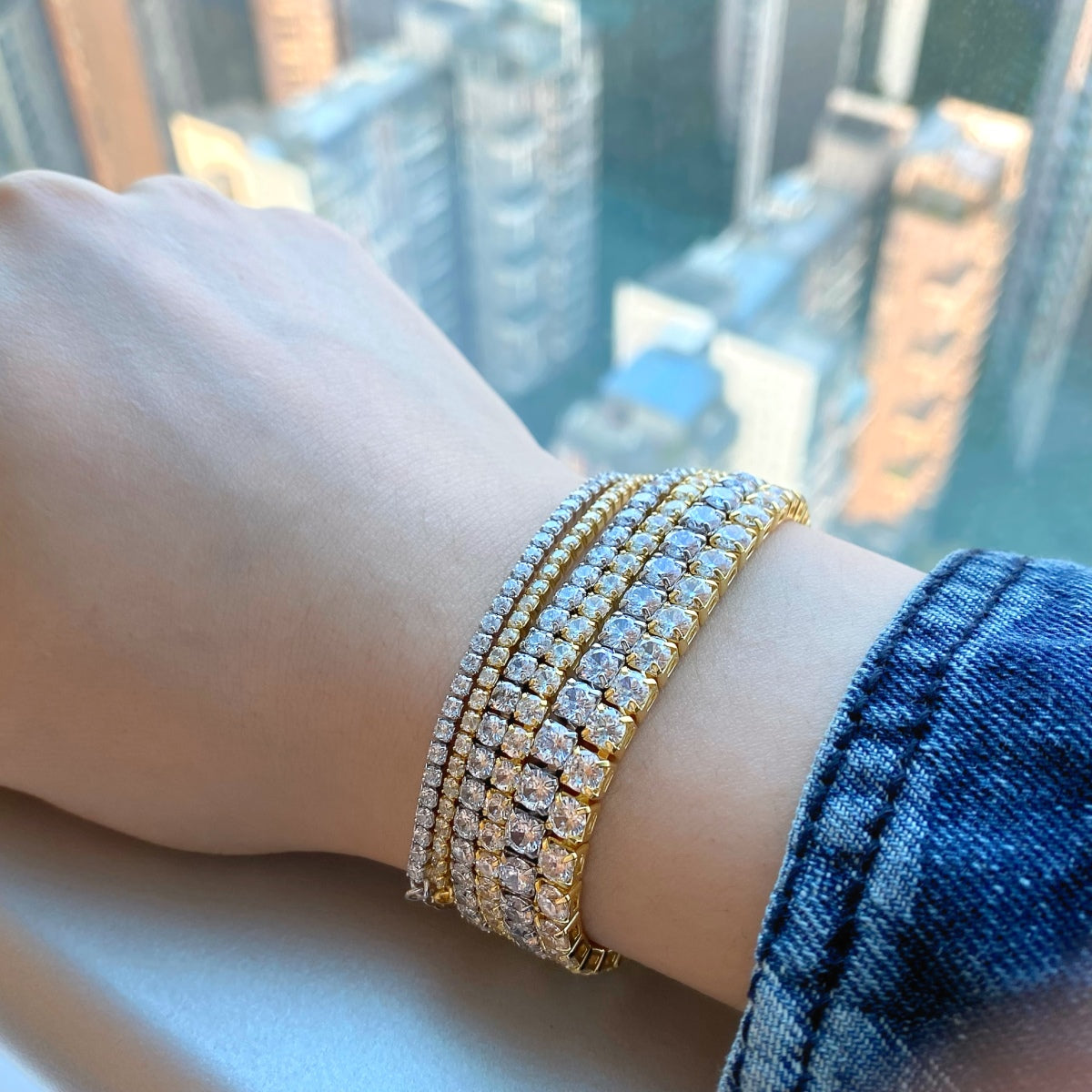 [Love More]Sparkling Radiant Princess Cut Tennis Bracelet