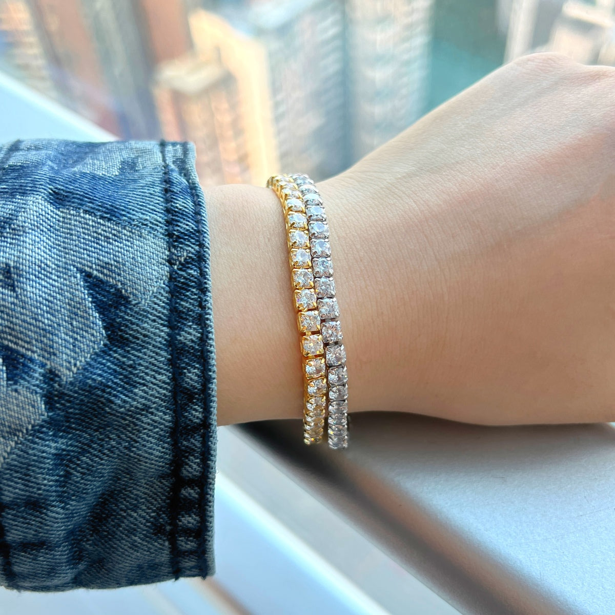 [Love More]Sparkling Radiant Princess Cut Tennis Bracelet