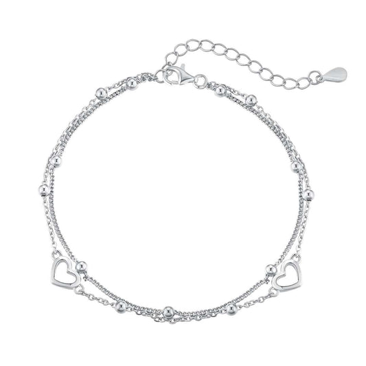 [Love More]Dainty Double Layer Love Heart Bracelet
