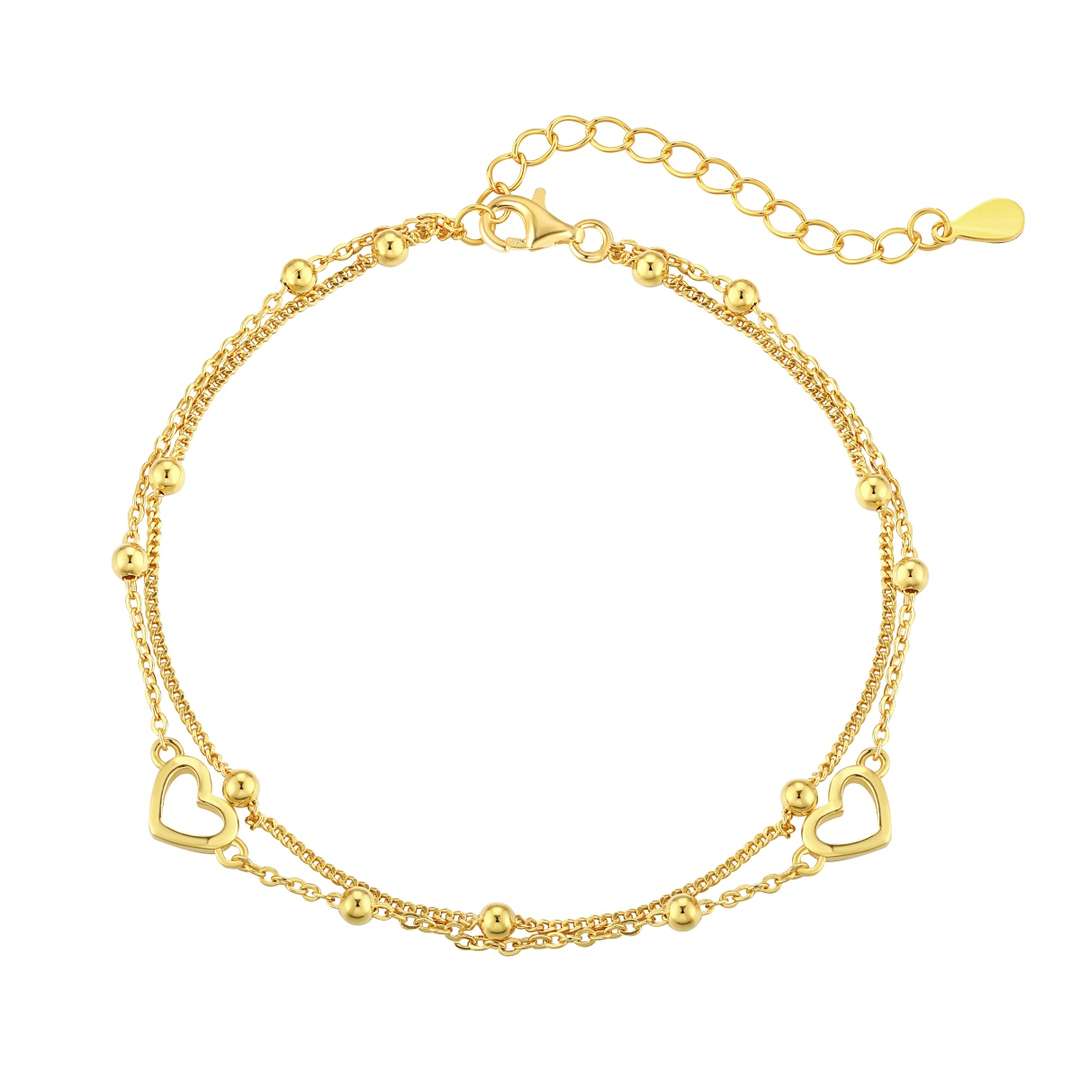 [Love More]Dainty Double Layer Love Heart Bracelet