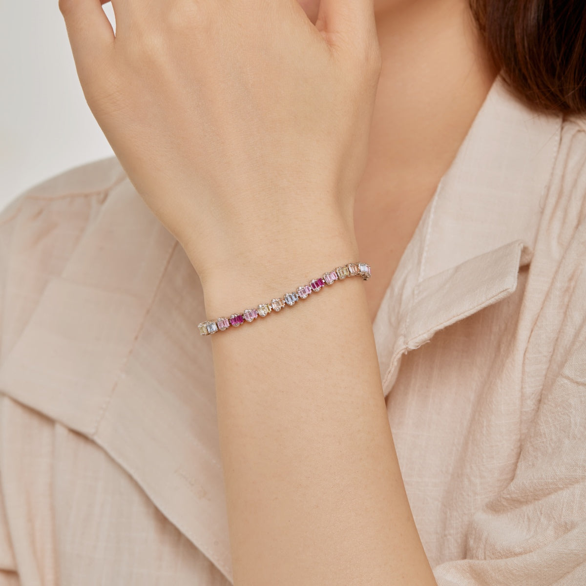 [Love More]Delicate Colorful Emerald Cut Party Bracelet