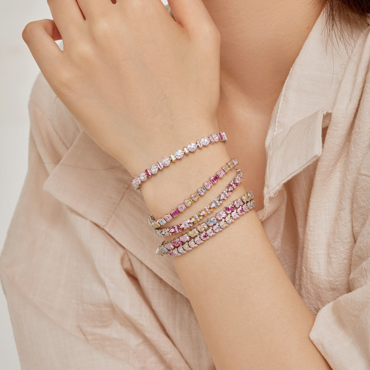 [Love More]Delicate Colorful Emerald Cut Party Bracelet