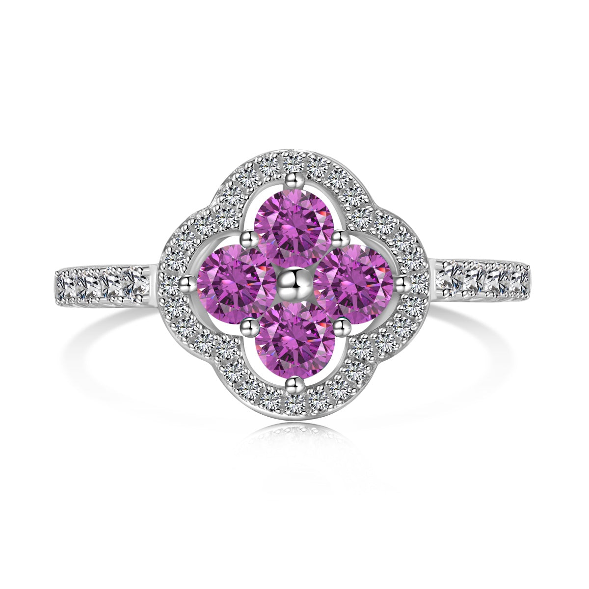 [Love More]Four Leaf Clover Flower Design Ring