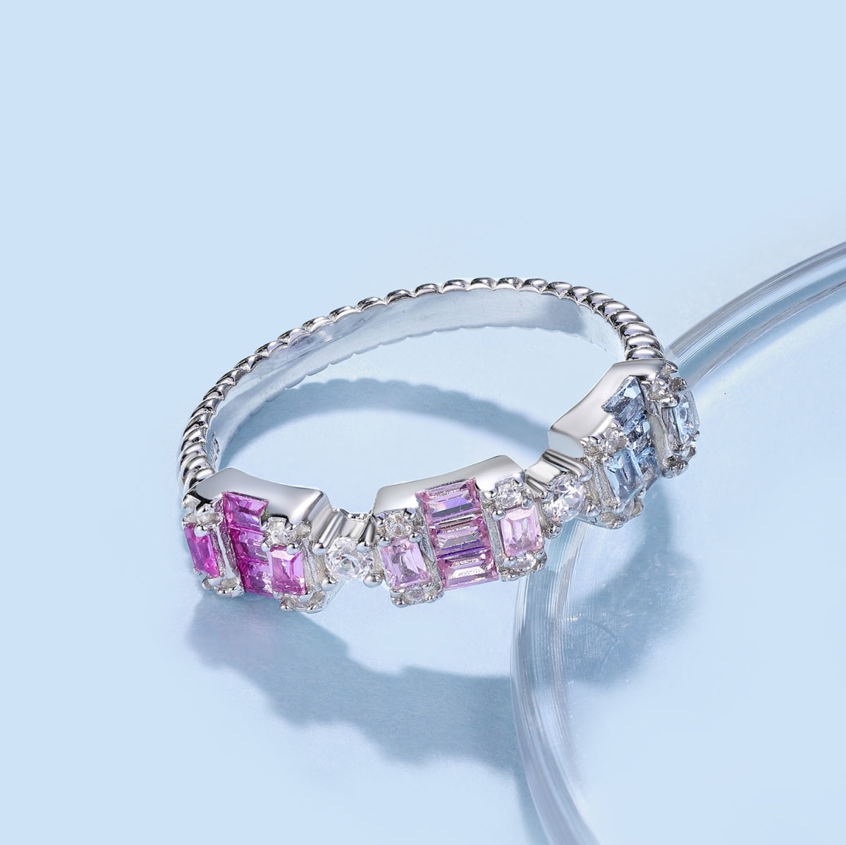 [Love More]Unique Colorful Emerald Cut Party Ring