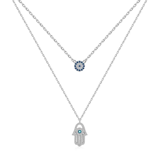 [Love More]Love Moren Eye Hamsa Palm Necklace