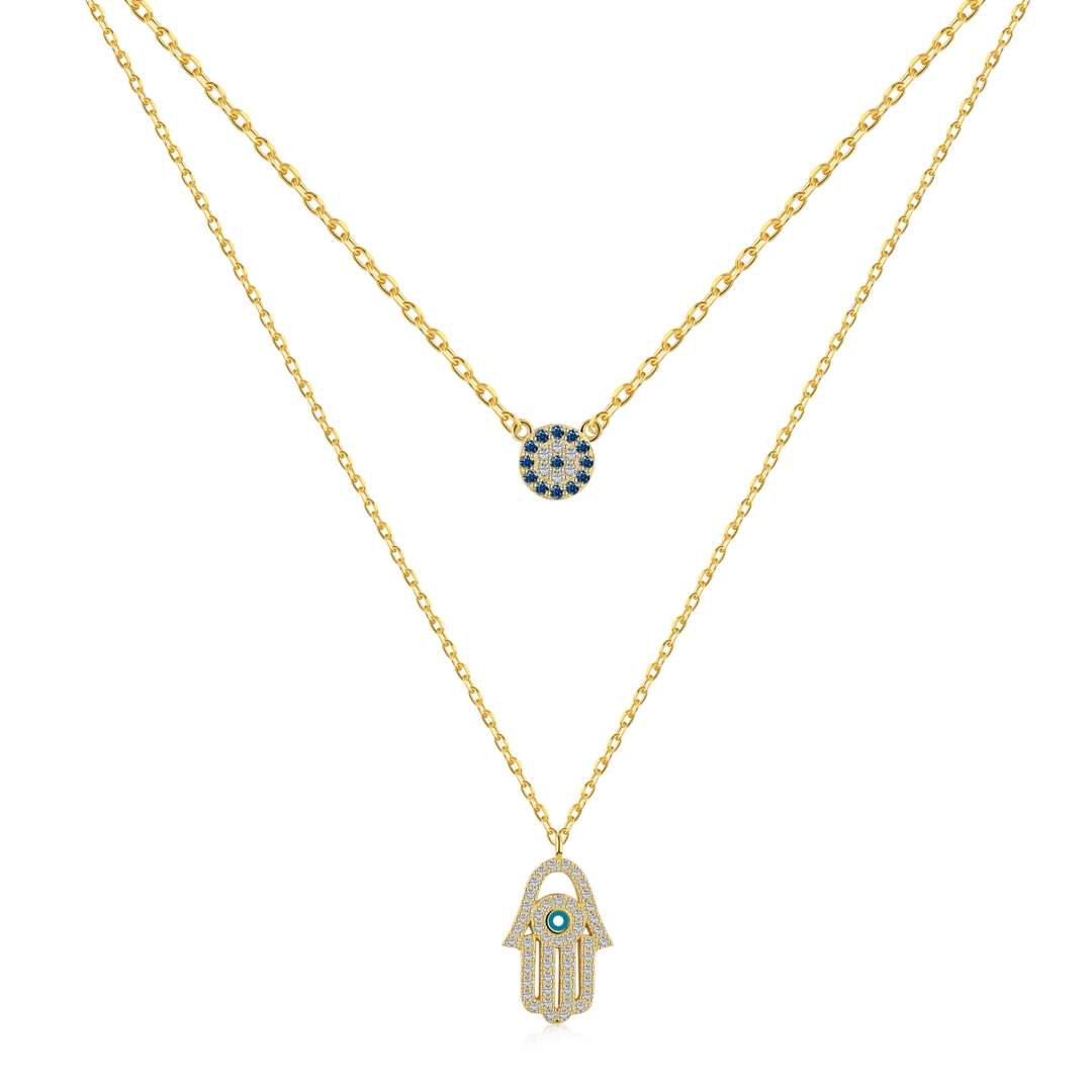 [Love More]Love Moren Eye Hamsa Palm Necklace