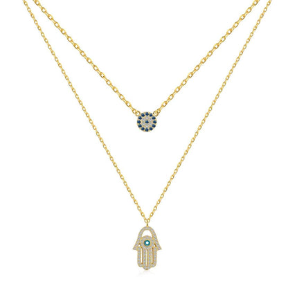 [Love More]Love Moren Eye Hamsa Palm Necklace