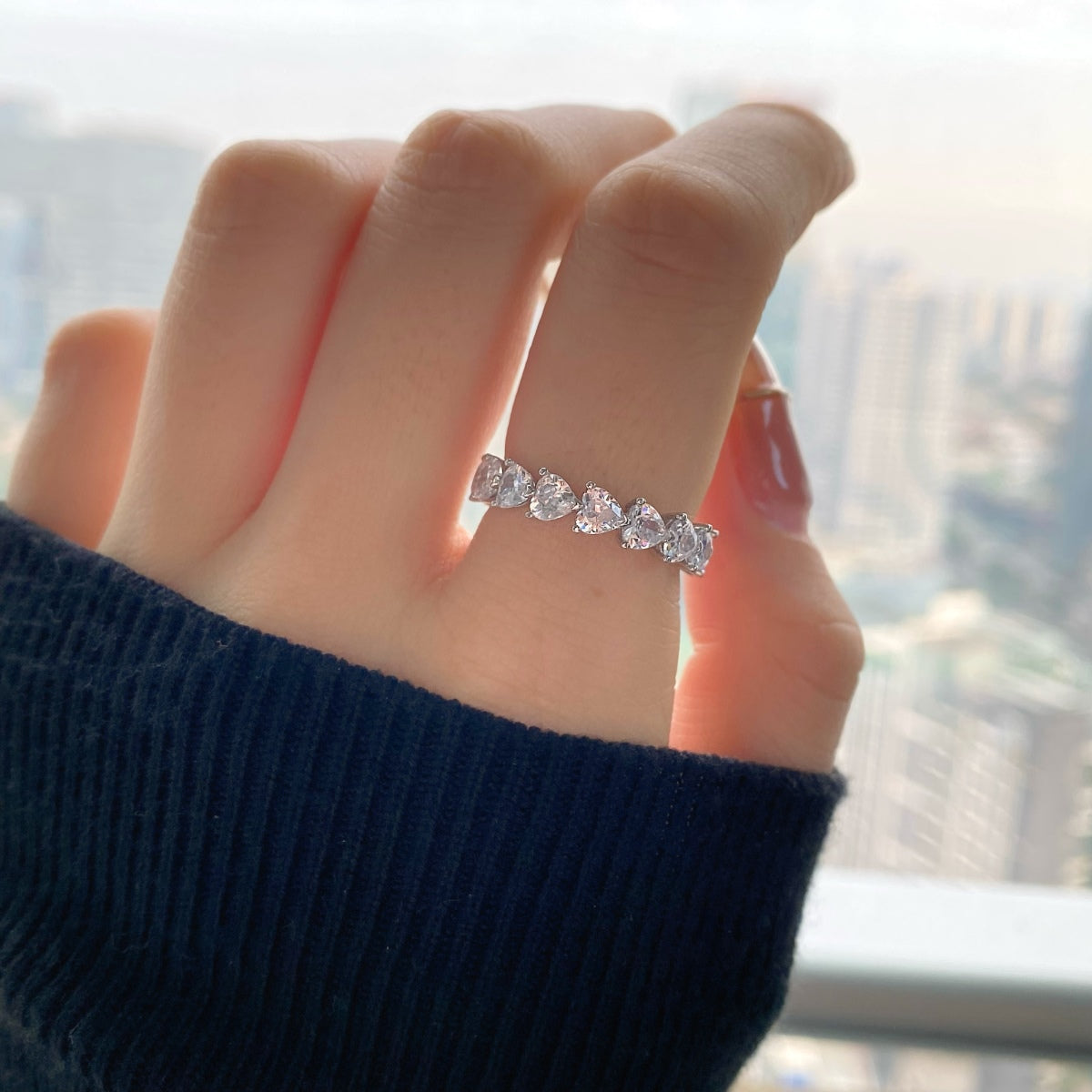 [Love More]0.25 Carat Radiant Romance Heart Cut Lover Ring