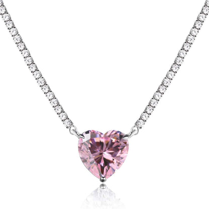[Love More]8.0 Carat Versatile Colorful Sweet Heart-Shaped Tennis Necklace