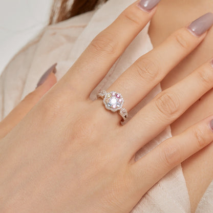 [Love More]Delicate Colorful Round Cut Flower Shape Wedding Ring