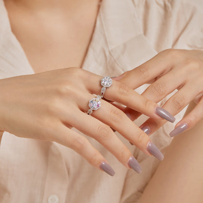 [Love More]Delicate Colorful Round Cut Flower Shape Wedding Ring