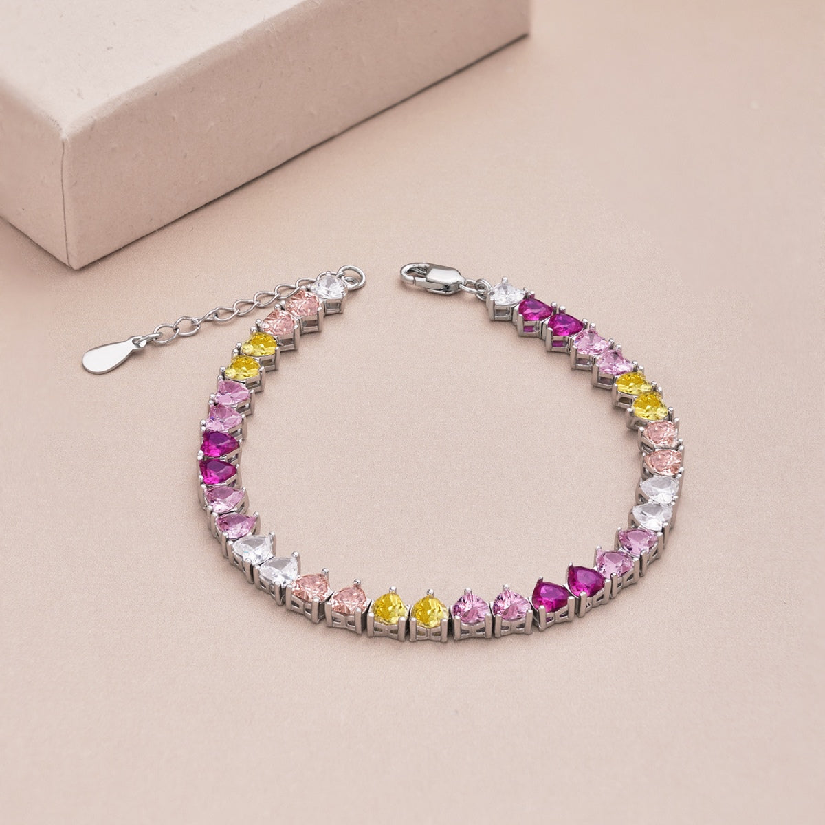 [Love More]Luxurious Colorful Romantic Heart Shape Lover Bracelet