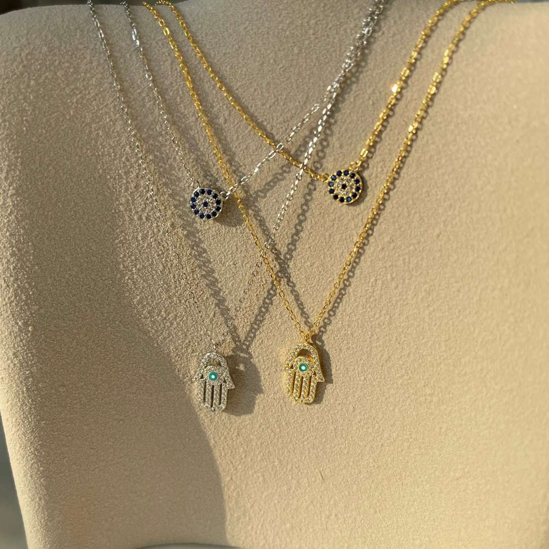 [Love More]Love Moren Eye Hamsa Palm Necklace