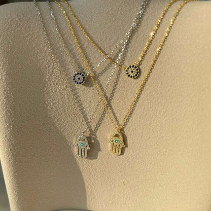 [Love More]Love Moren Eye Hamsa Palm Necklace