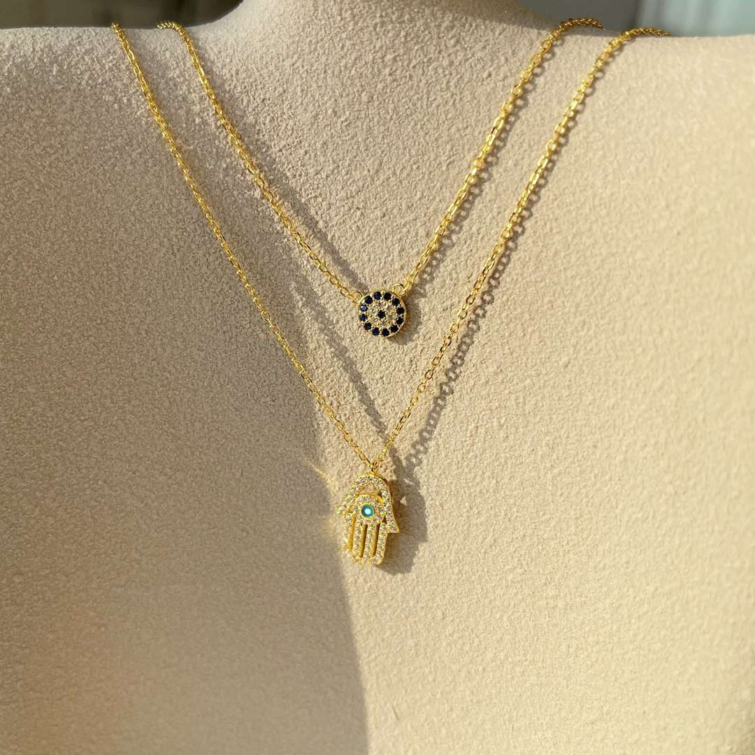 [Love More]Love Moren Eye Hamsa Palm Necklace