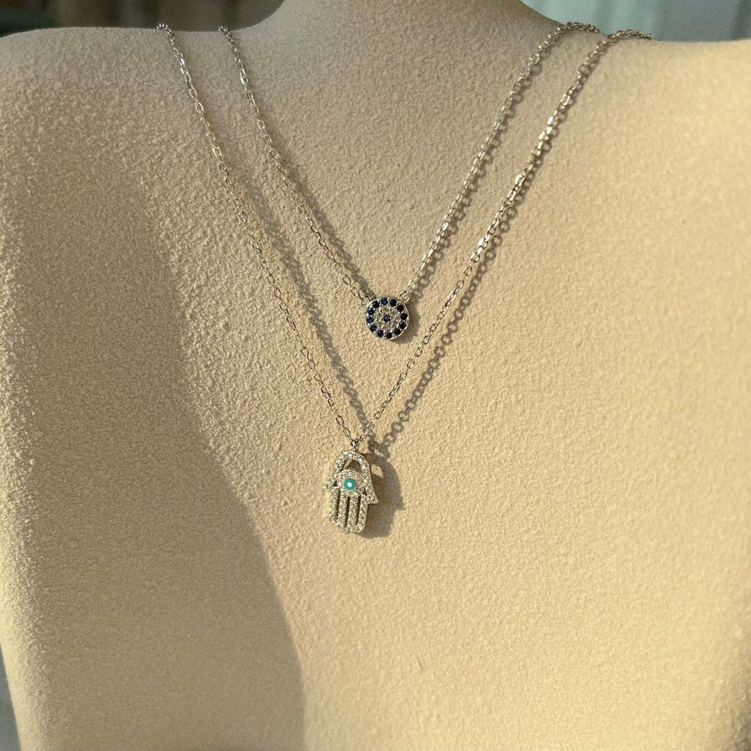 [Love More]Love Moren Eye Hamsa Palm Necklace
