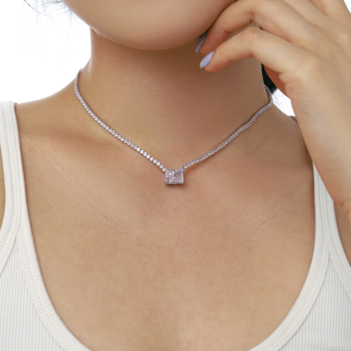 [Love More]4.0 Carat Elegant Radiant Cut Necklace