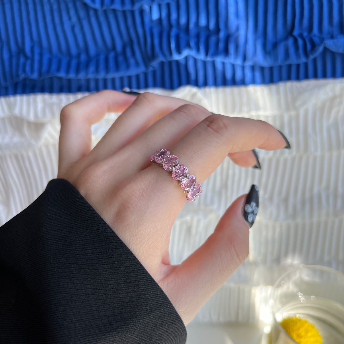 [Love More]Dainty Elongated Cushion Cut Tennis Ring