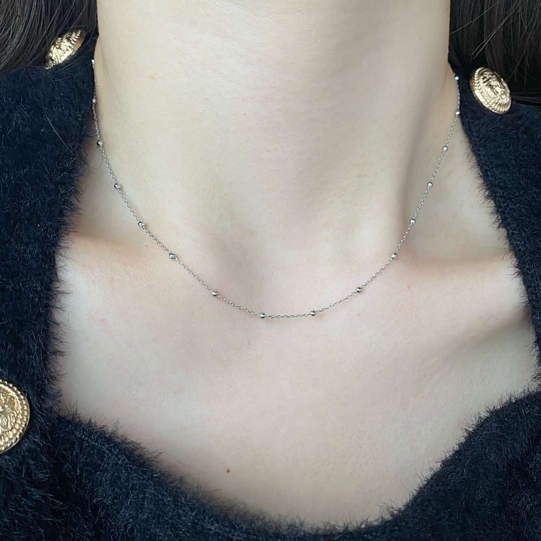 [Love More]Small Bead Clavicle Chain Simple Necklace