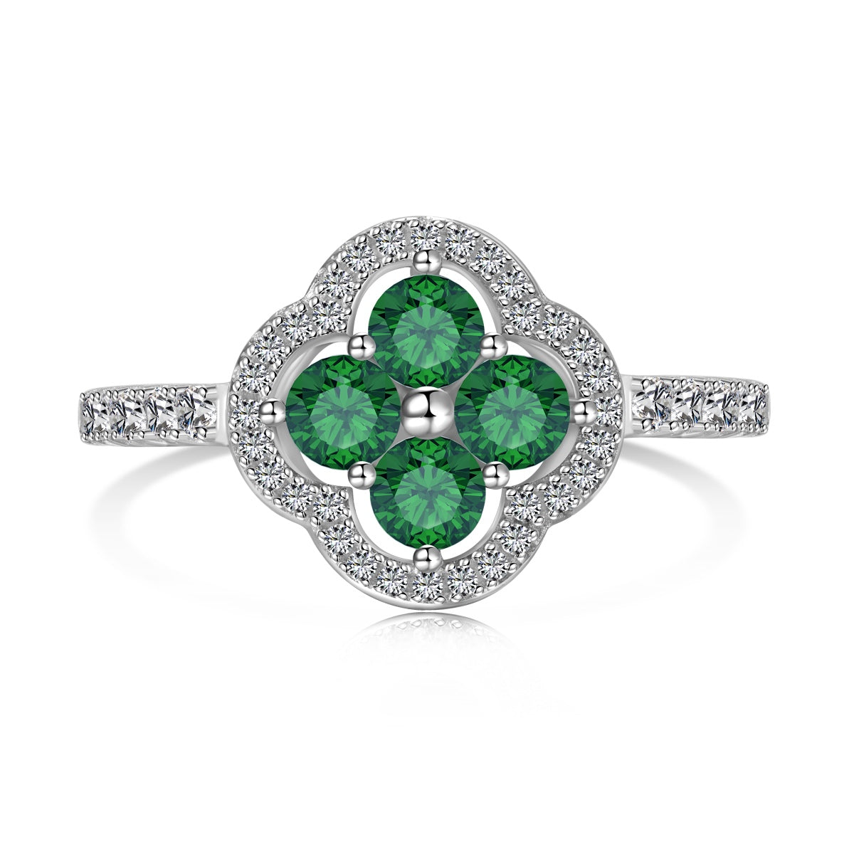 [Love More]Four Leaf Clover Flower Design Ring
