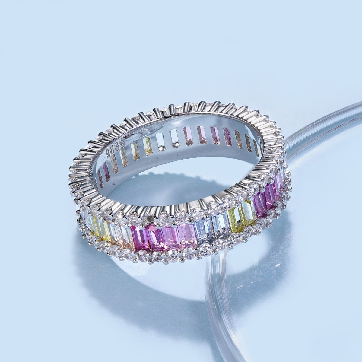 [Love More]Dainty Kaleidoscopic Emerald Cut Daily Ring