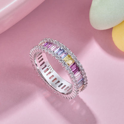 [Love More]Dainty Kaleidoscopic Emerald Cut Daily Ring