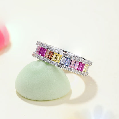 [Love More]Dainty Kaleidoscopic Emerald Cut Daily Ring