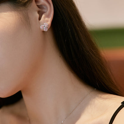 [Love More]Ornate Flower Shape Pear Cut Lover Earrings