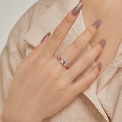 [Love More]Exquisite Colorful Radiant Cut Party Ring
