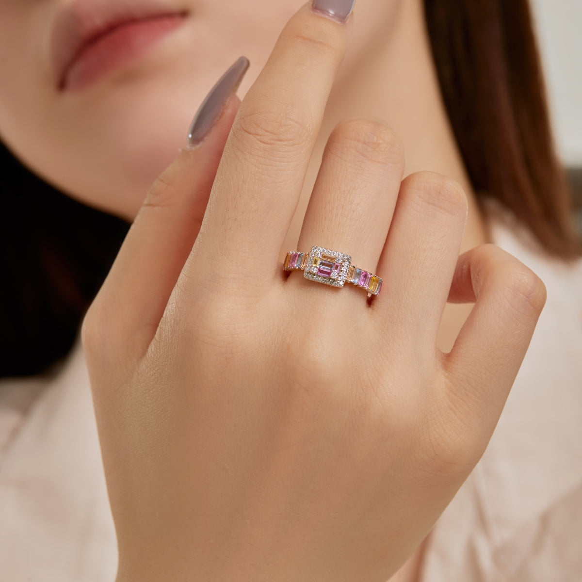 [Love More]Exquisite Colorful Radiant Cut Party Ring