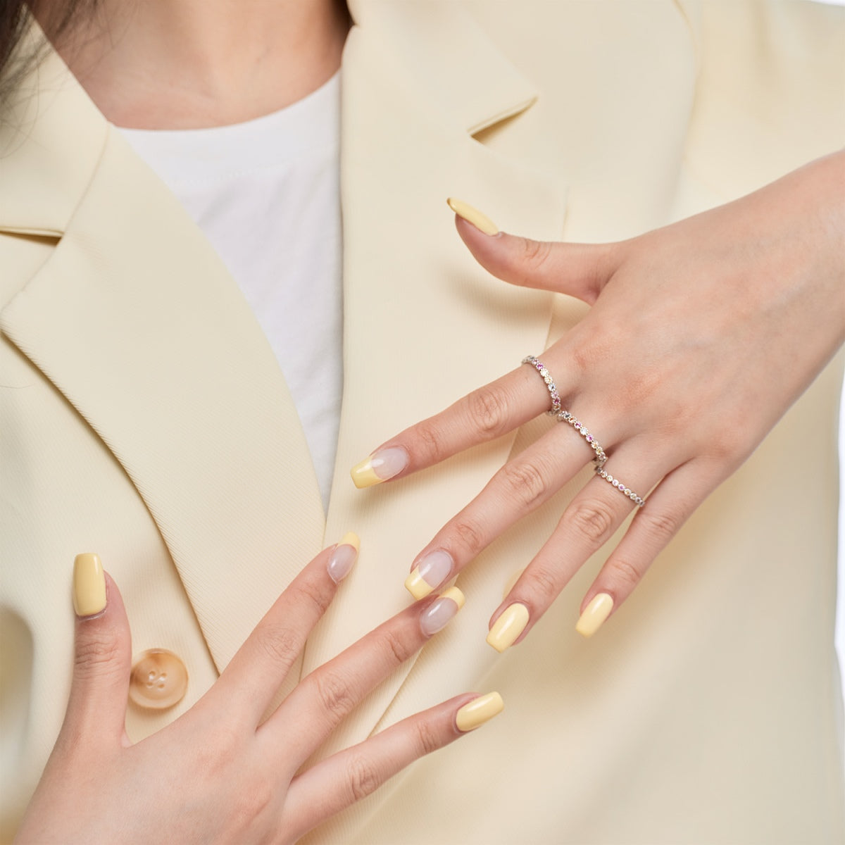 [Love More]Ornate Colorful Round Cut Tennis Ring