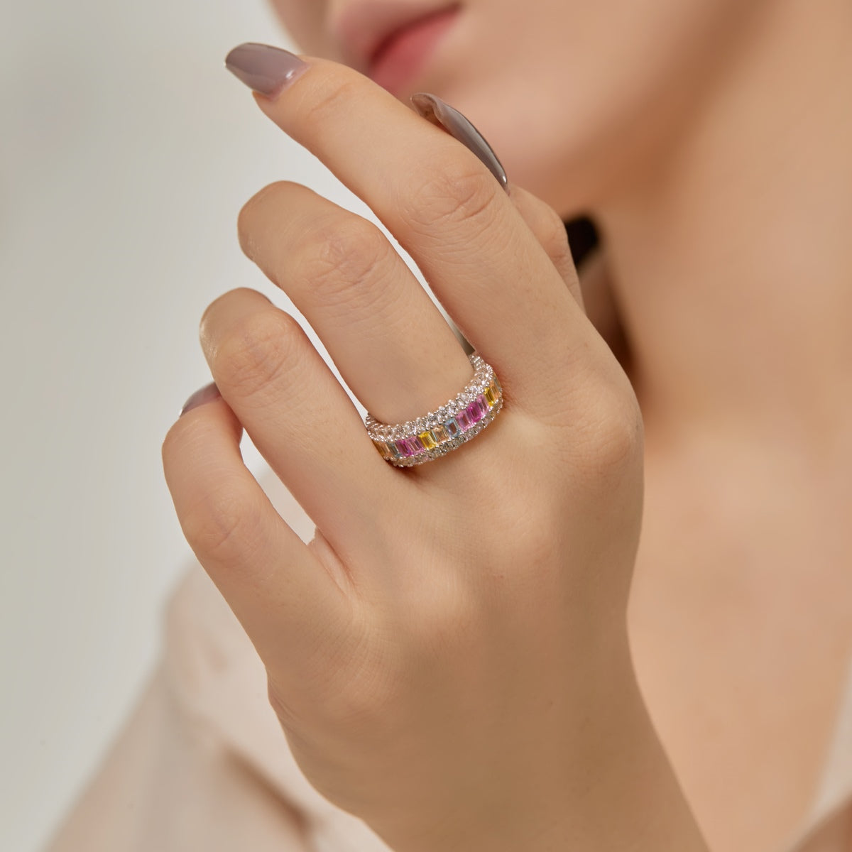 [Love More]Dainty Colorful Radiant Cut Daily Ring