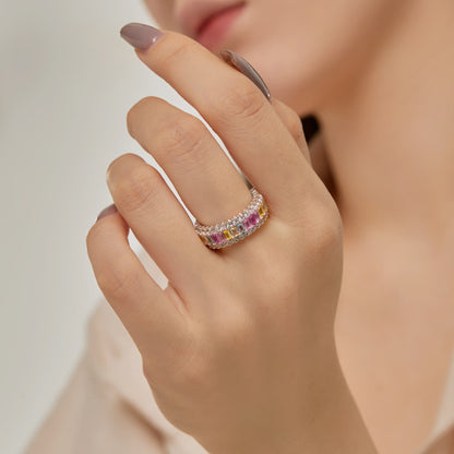 [Love More]Dainty Colorful Radiant Cut Daily Ring