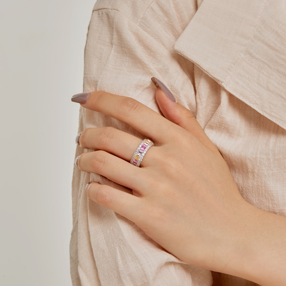 [Love More]Dainty Colorful Radiant Cut Daily Ring