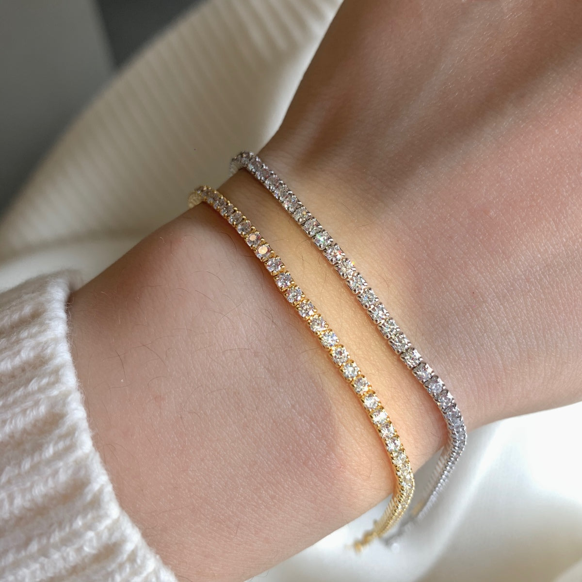 [Love More]Radiant Shinning Princess Cut Tennis Bracelet