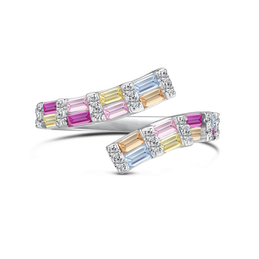 [Love More]Charming Colorful Radiant Cut Adjustable Daily Ring