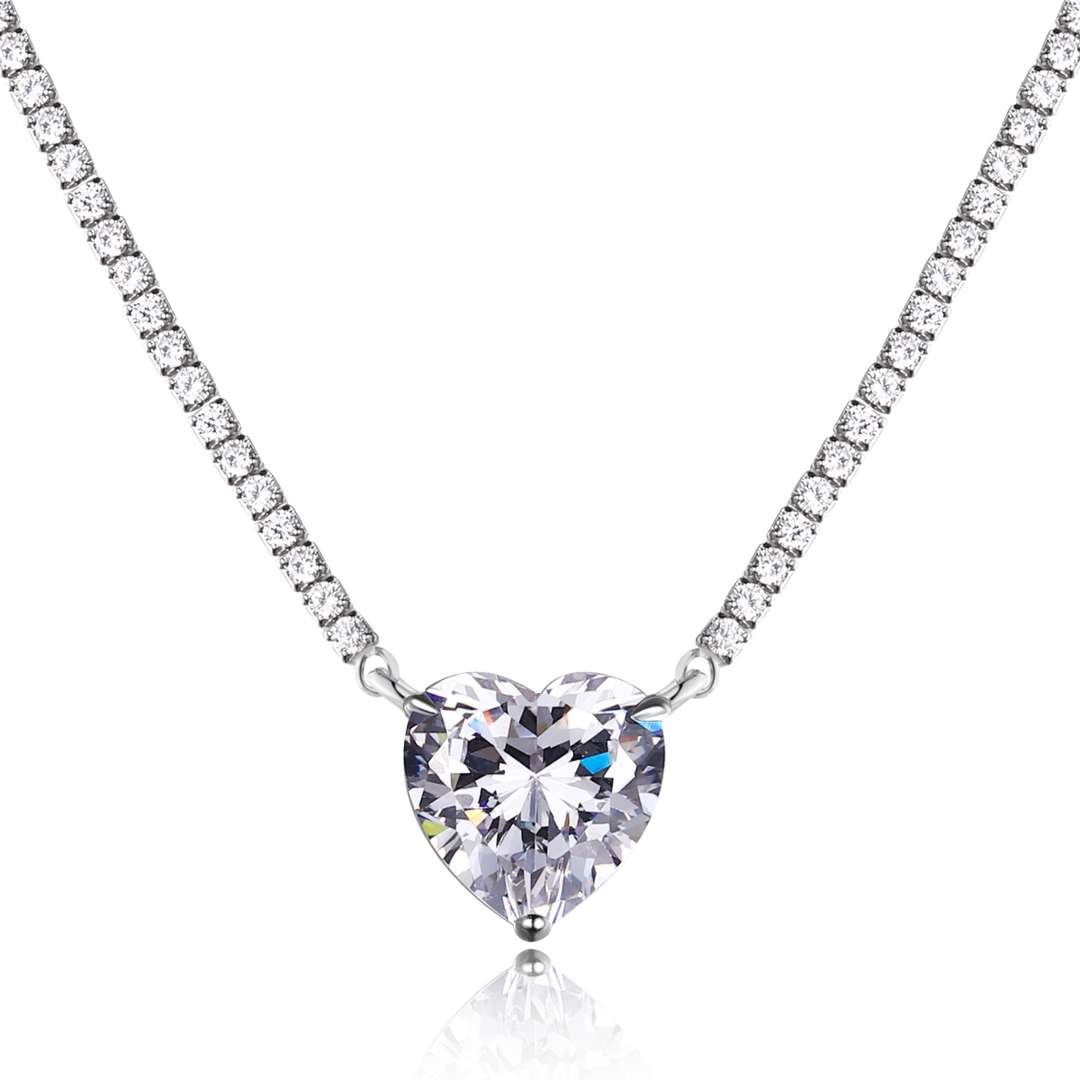[Love More]8.0 Carat Versatile Colorful Sweet Heart-Shaped Tennis Necklace